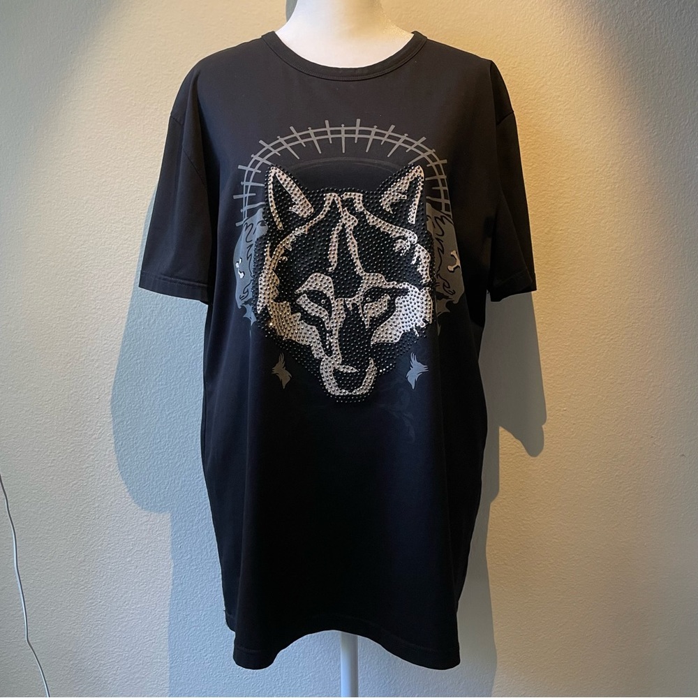 RYU KOIZUMI Black Crystal Wolf & Skull T-Shirt XXL